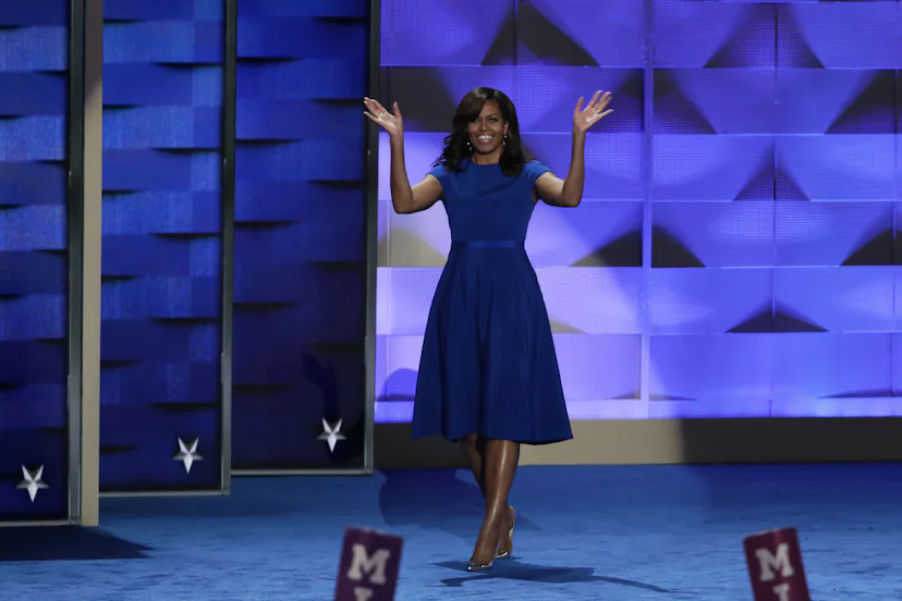 At the Democratic Convention, Michelle Obama's Understated Blue Dress Stole the Show At the Democratic Convention, Michelle Obama's Understated Blue Dress Stole the Show