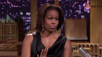 Michelle Obama on a talk show.