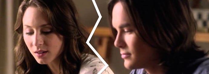 A collage of Spencer Hastings and Caleb Rivers from 'Pretty Little Liars' 