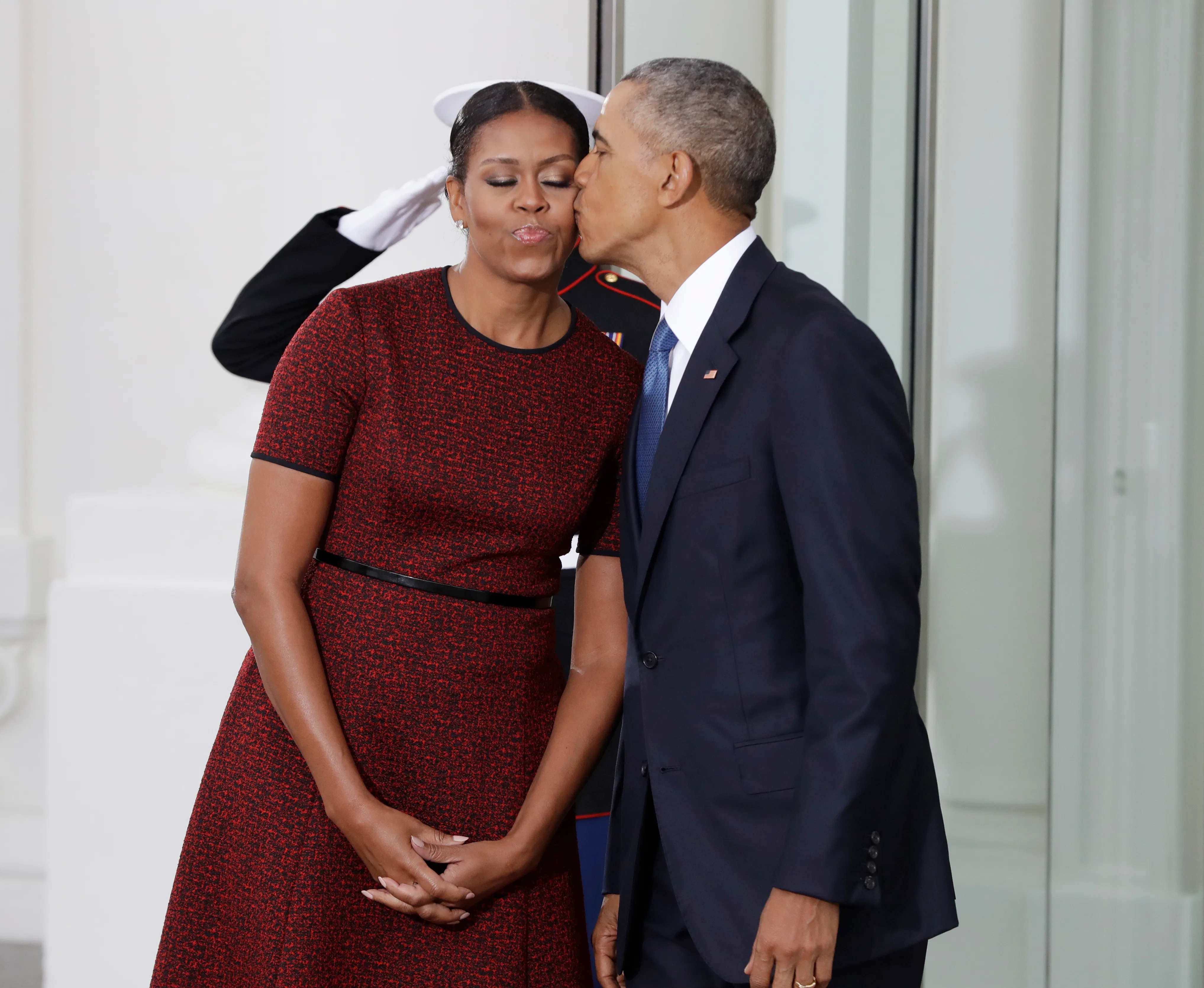 lady in red dress at inauguration Michelle Obama's Day Outfit: Outgoing FLOTUS stuns (as usual) Faithe