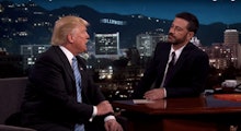 Jimmy Kimmel talking with Donald Trump
