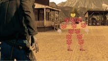 A meme of a man facing an opponent who is made of emojis - The Emoji Sheriff