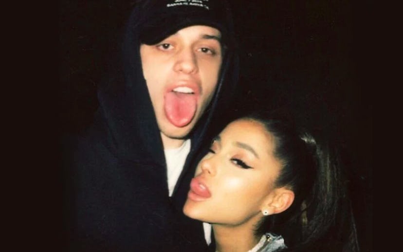 Ariana Grande and Pete Davidson after performing Evanescence's "Bring me to life."