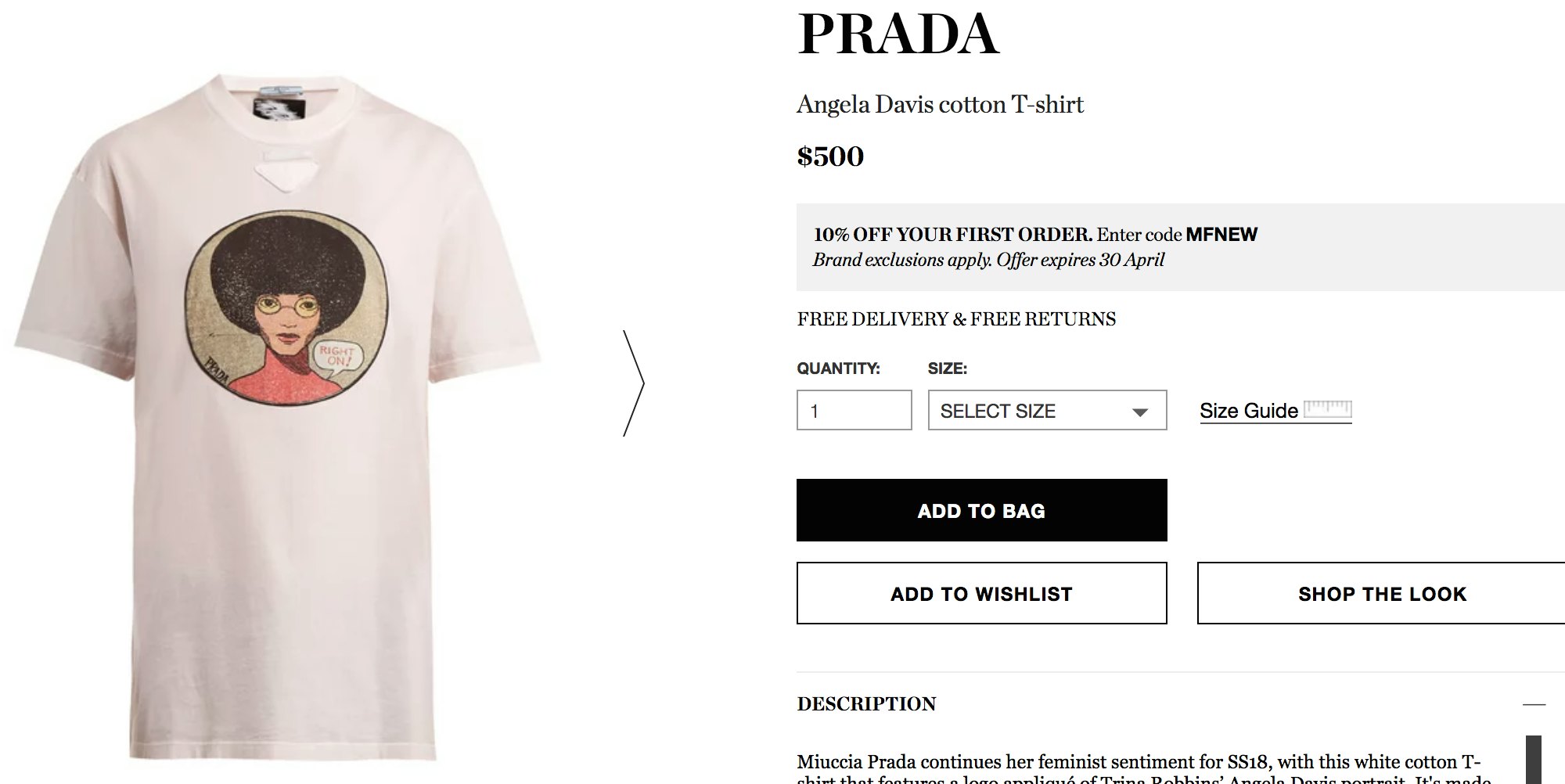 Prada Is Selling A $500 Angela Davis Shirt