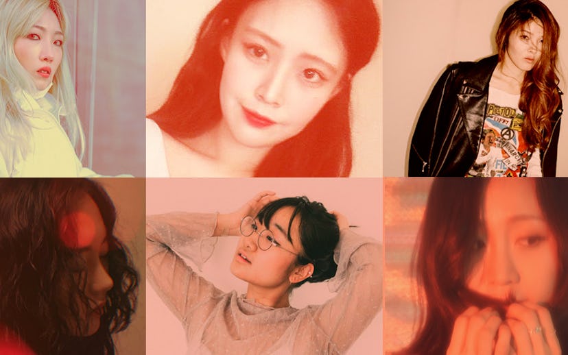 A collage of Neon Bunny, Aseul, Yeseo, Rosy, Yaeji and Cifika