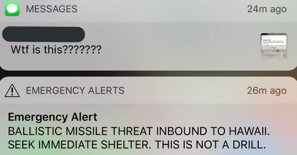 A False Ballistic Missile Emergency Alert Caused Panic For Over 30 ...