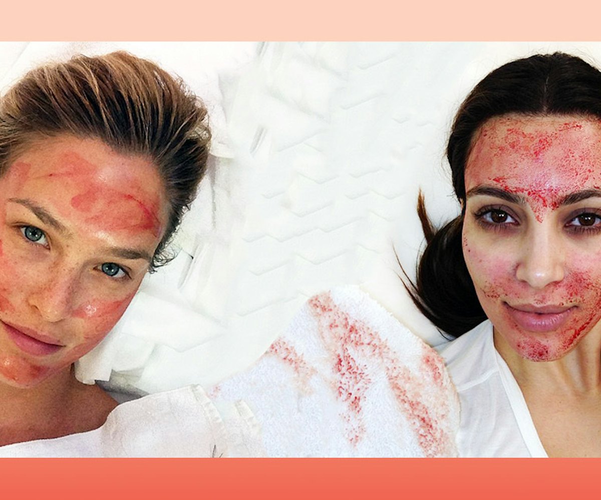Kardashian sisters showcasing vampire facial selfies