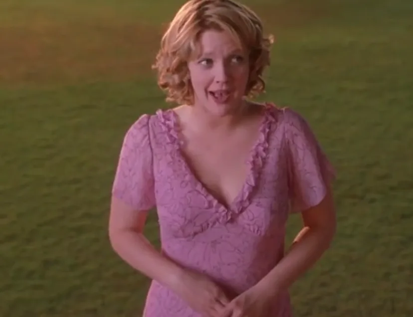never been kissed pink dress This costume, seen on Drew Barrymore as Josie Gellar in the 1999 film , was used again in 2008 in the Taylor Swift music video , where an uncredited