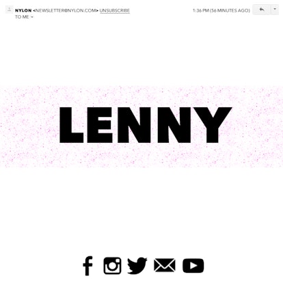 A newsletter banner that says "Lenny", in black letters on light pink background