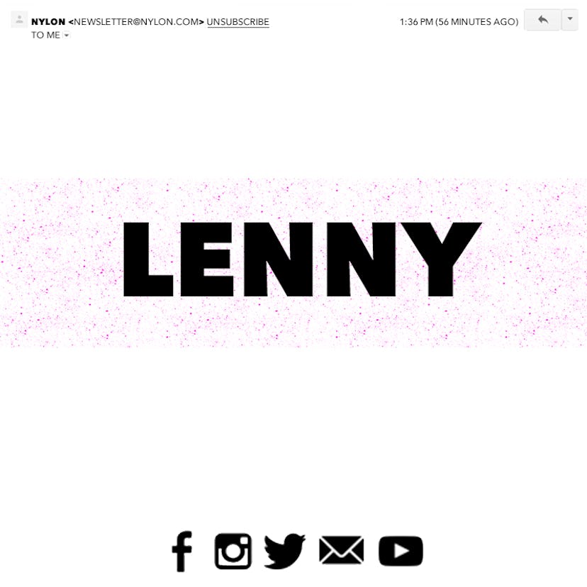 A newsletter banner that says "Lenny", in black letters on light pink background