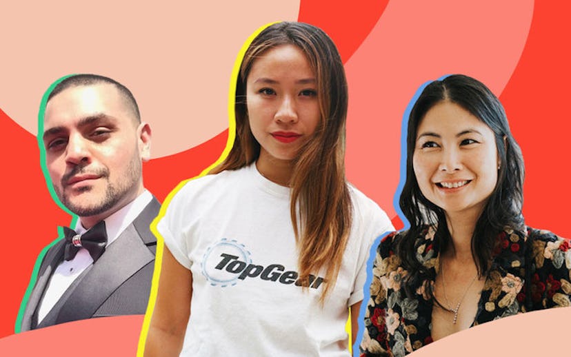 Collage of designers Michael Costello, Sandy Liang, and Minh Le