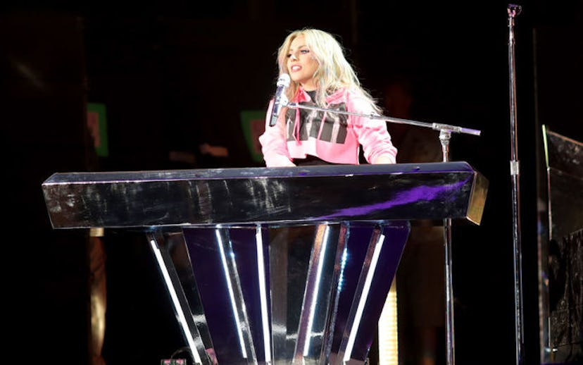 Lady Gaga playing the piano