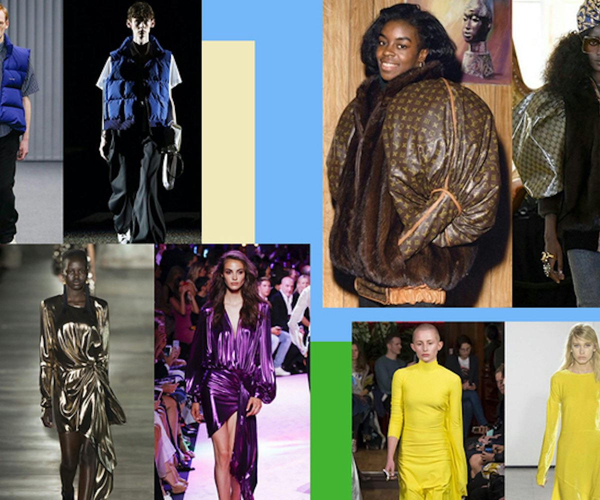 Collage of models walking in different fashion shows. 