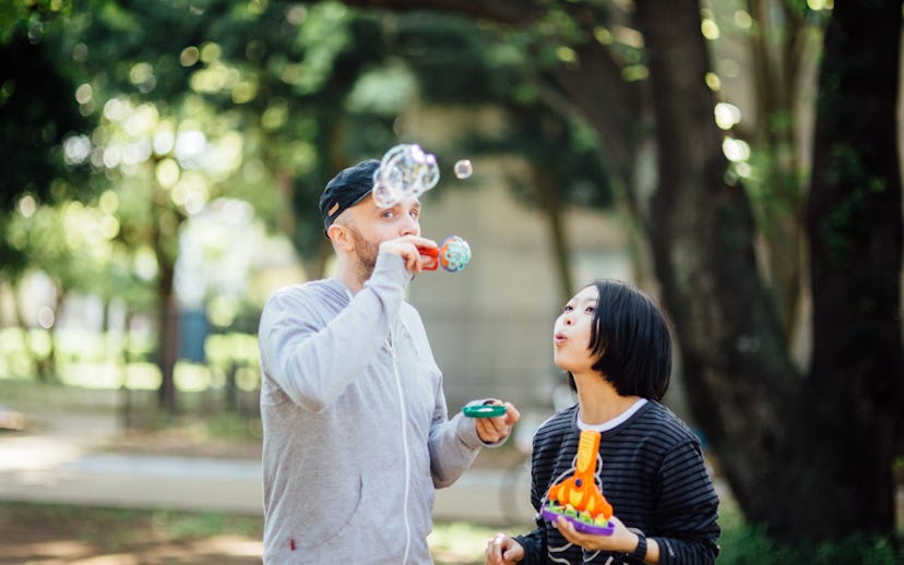UK producer kidkanevil and Japanese musician Noah blowing bubbles