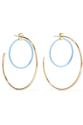 A pair of Renee gold-plated acetate hoop earrings by Elizabeth and James