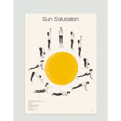 Illustration of yoga poses referring to Sun Salutation
