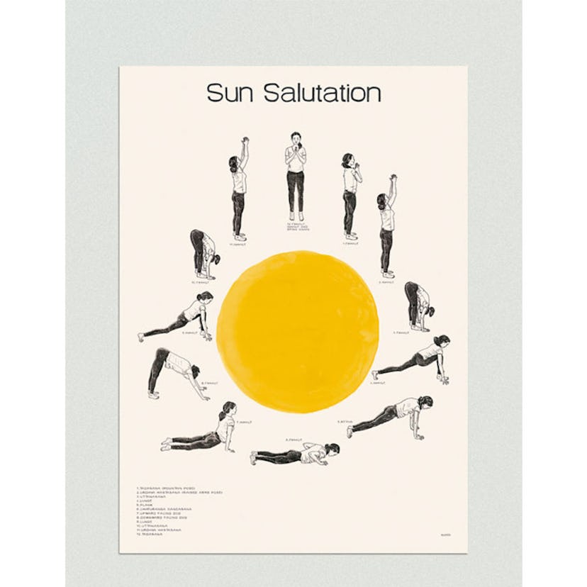 Illustration of yoga poses referring to Sun Salutation