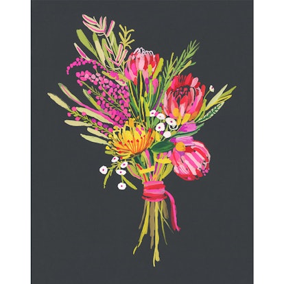 Illustration of a bouquet with all kinds of colorful flowers