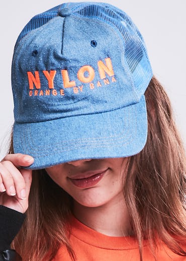 A baseball hat made because of NYLON’s collaboration with Orange by Bana