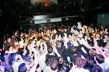 During the Wavves show, Nathan Williams crowd surfing 