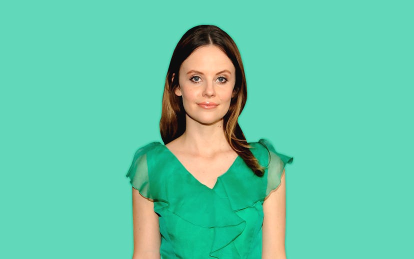 Sarah Ramos in a ruffled green dress