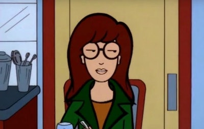 Daria Morgendorffer, a character from 'Beavis and Butt-Head' looking to the side 