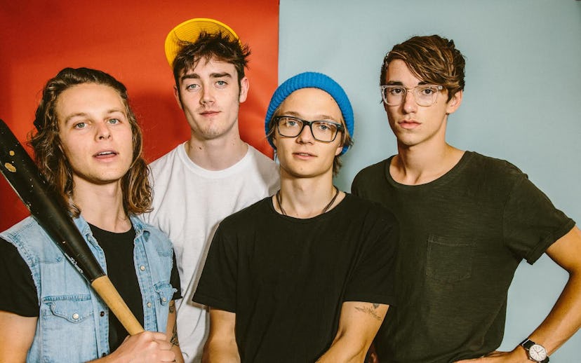 Indie rock band Hippo Campus members Jake Luppen, Nathan Stocker, Zach Sutton, Whistler Allen