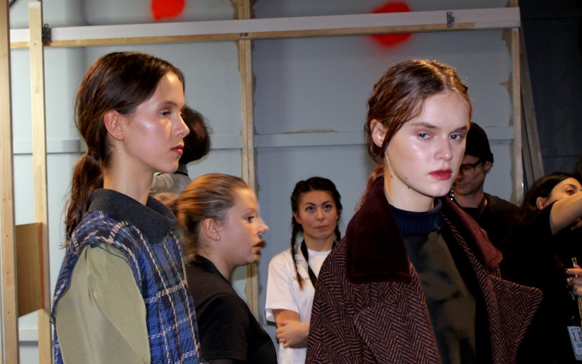 Two female models caught by paparazzi in a walk on Berlin Fashion Week