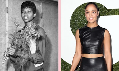 Wilma Rudolph's and Tessa Thompson's photos side by side 