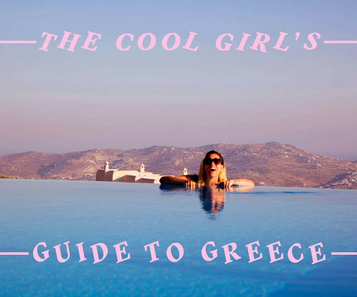 Girl enjoying a pool in Greece 