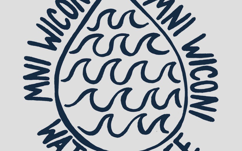 Illustration of a drop of water with waves inside