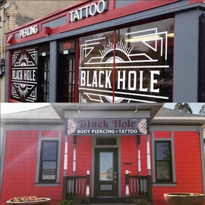 The store front of Blackhole Body Piercing and Tattoo studio