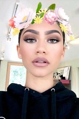 Zendaya with the flower crown Snapchat filter 