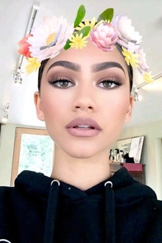 Zendaya with the flower crown Snapchat filter 