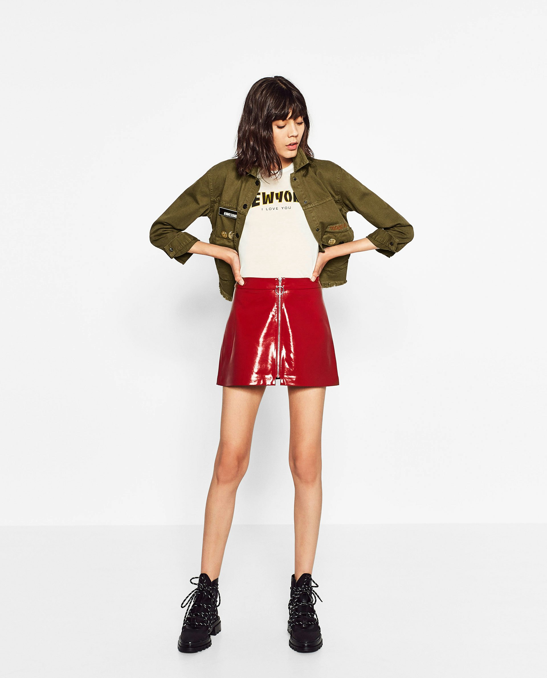 Patent leather sales skirt outfit