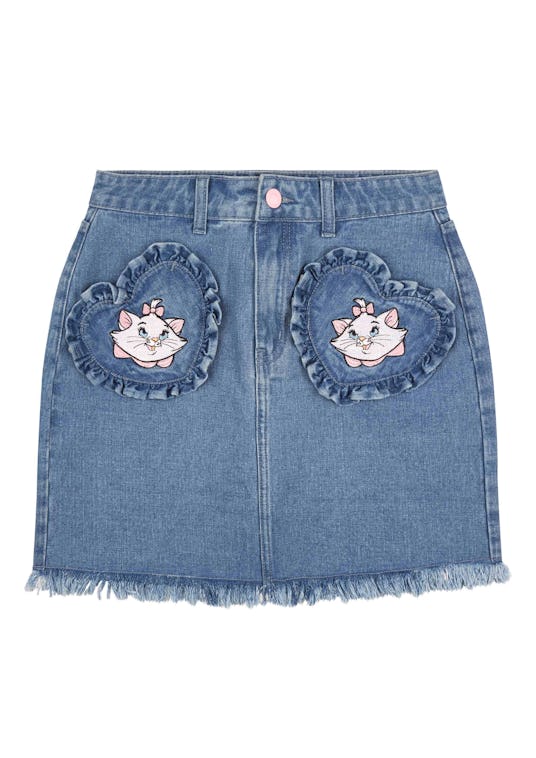 A denim skirt with cat Marie on two pockets