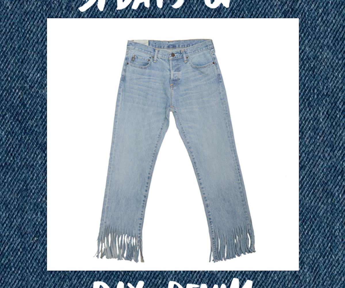 Fringe Bottom Jeans denim blue jeans