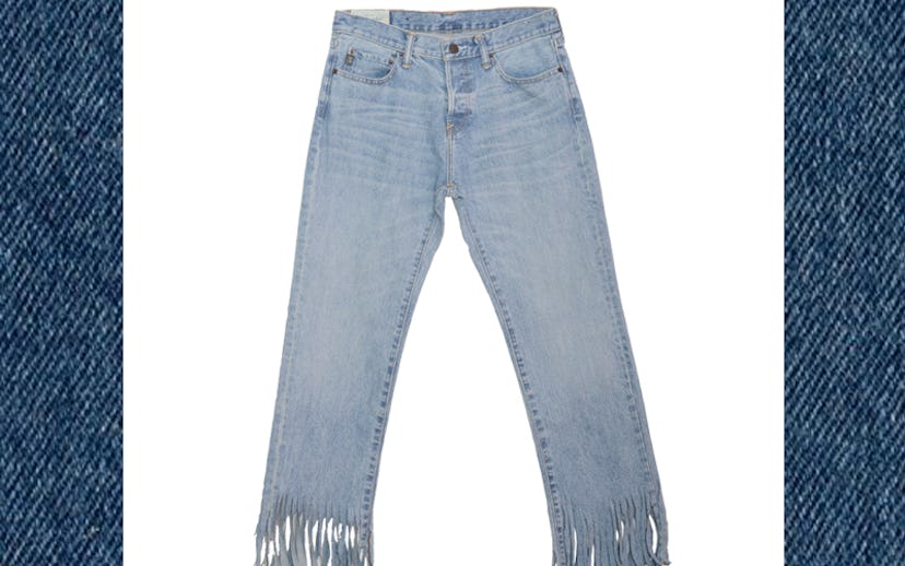 Fringe Bottom Jeans denim blue jeans