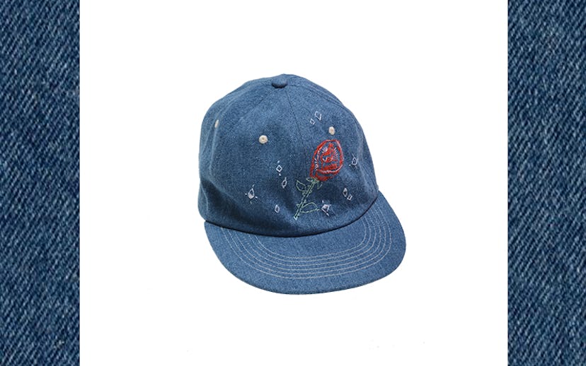 Embroidered baseball cap for 17th day of 31 Days of DIY Denim 