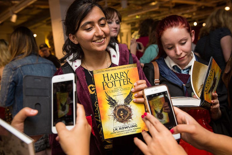 Harry Potter fans standing at the release of "Harry Potter and the Cursed Child" book 
