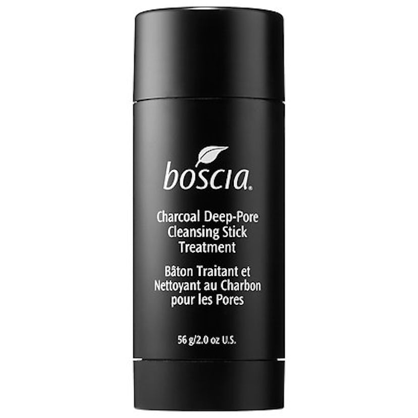 Boscia's Charcoal deep-pore cleansing stick treatment in a black packaging with white text on the fr...