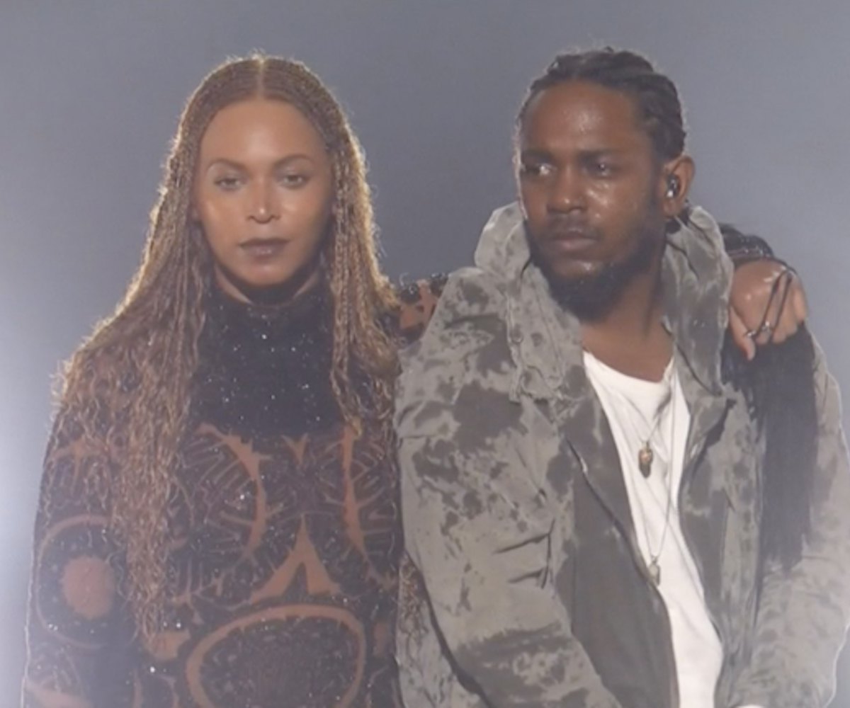 Beyoncé and Kendrick Lamar standing next to each other at the BET Awards