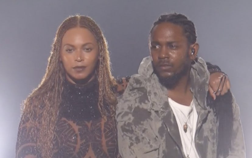 Beyoncé and Kendrick Lamar standing next to each other at the BET Awards