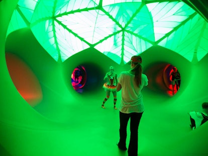 People at the Luminarium Light installation