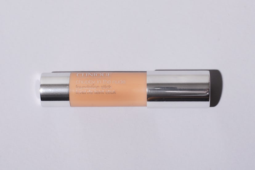 Clinique's Chubby in the Nude™ foundation stick in 'Capacious Chamois'  in transparent packaging wit...
