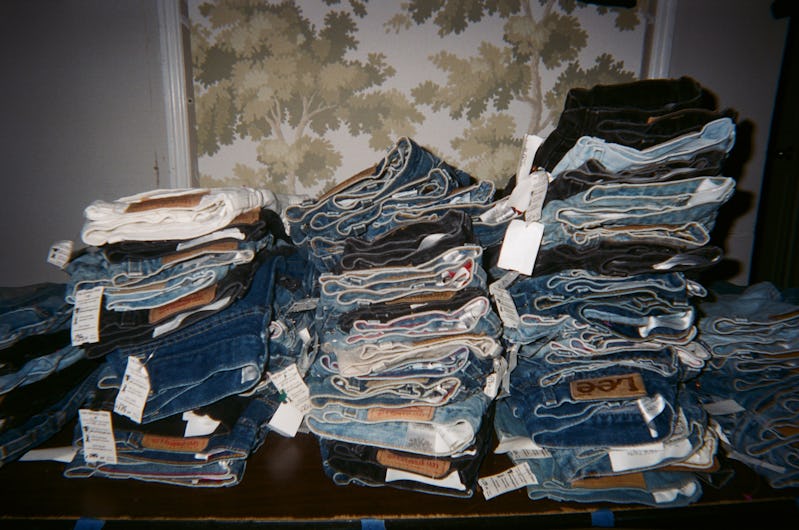 A stack of different types of jeans