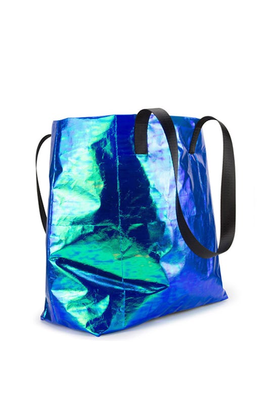 Blue Iridescent Shopper Bag