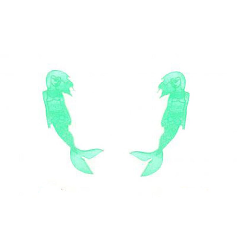 2 Mermaid Studs in green color