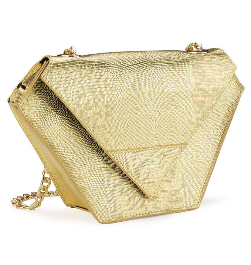 Diamond-shaped bag in metallic gold color