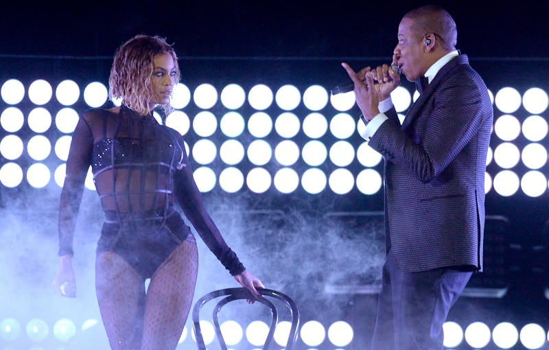 Beyonce and Jay-Z performing on stage